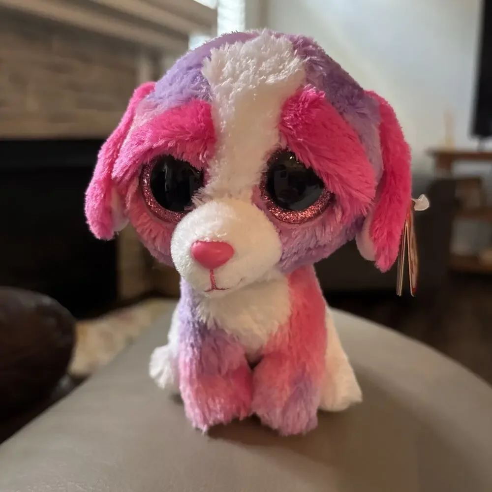NWT TY Beanie Boos - SHERBET the Dog (Glitter Eyes) (6 inch) Boo Toy